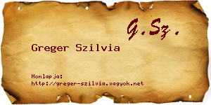 Greger Szilvia névjegykártya